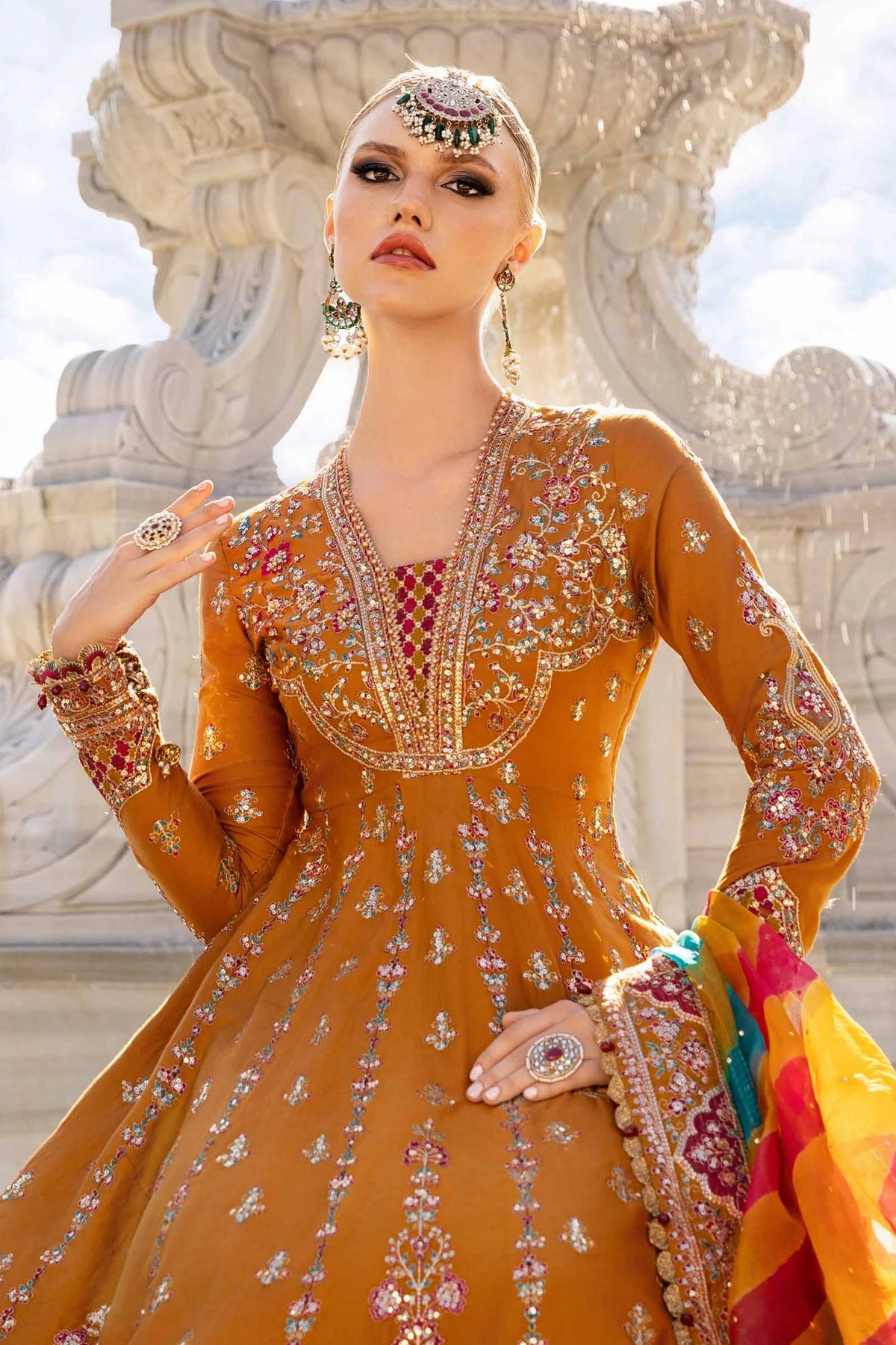 Unstitched Embroidered Cotton Satin Suit | CST-812