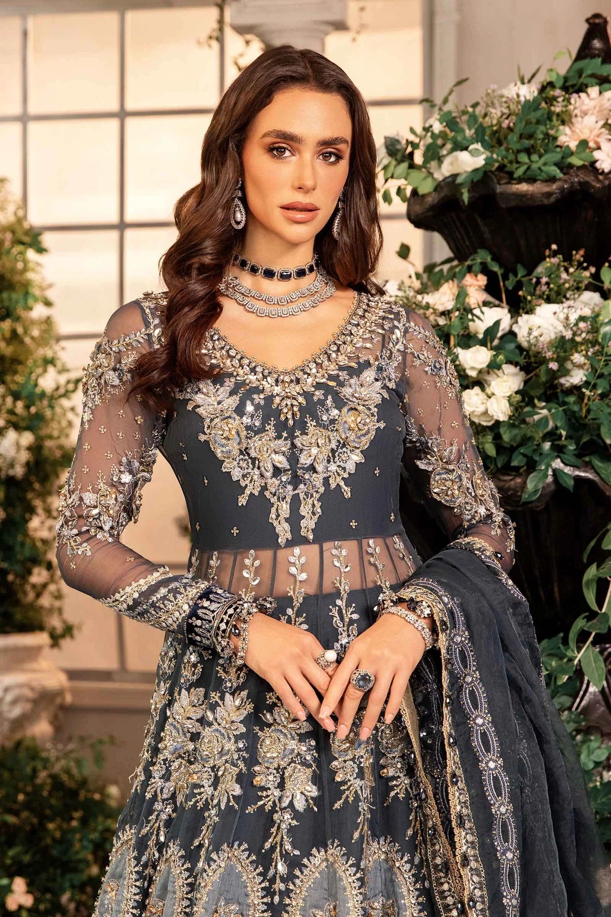 Maria.B Unstitched Embroidered Organza Suit | BD-2901