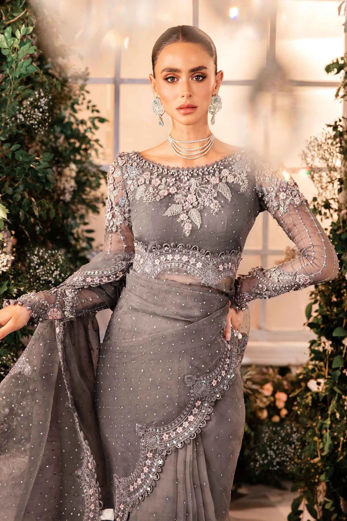 Maria.B Unstitched Embroidered Organza Suit | BD-2902