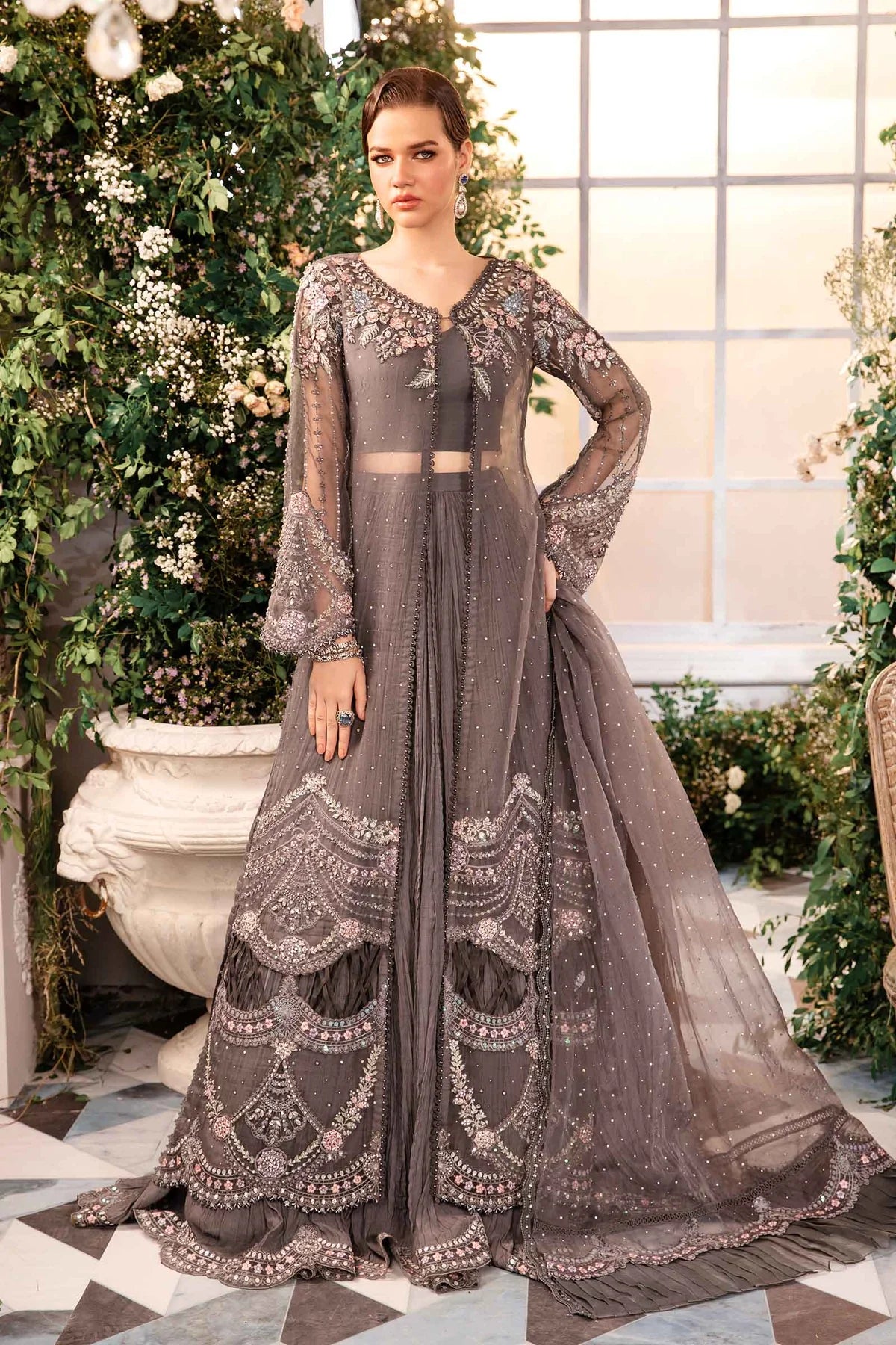 Maria.B Unstitched Embroidered Organza Suit | BD-2902