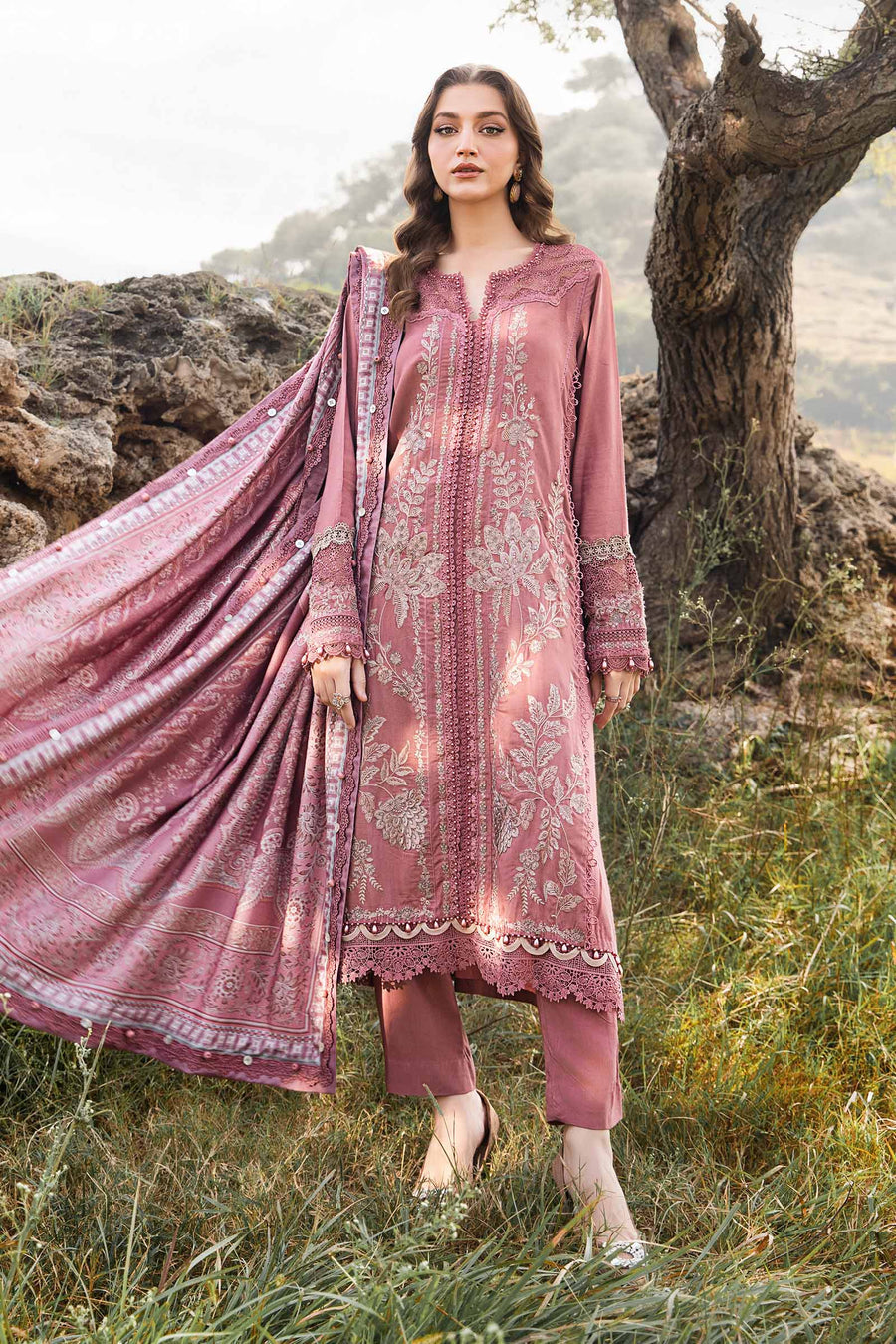 3 Piece Unstitched Printed Linen Suit | MPT-2406-A