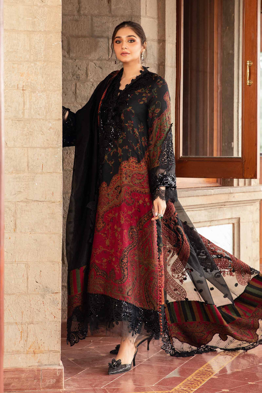 3 Piece Unstitched Embroidered Woven Suit | DL-120