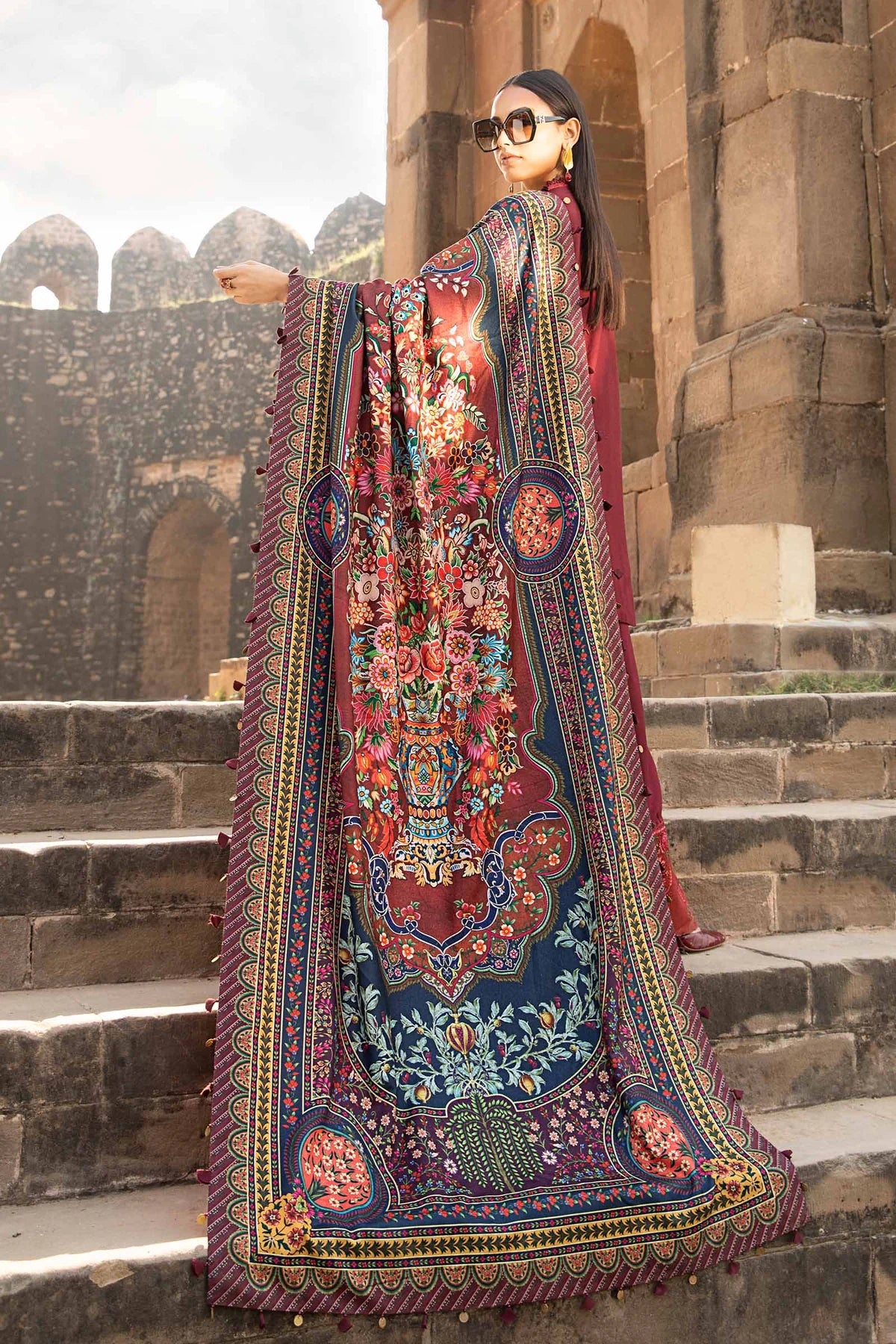 3 Piece Unstitched Printed Linen Suit | MPT-2409-B