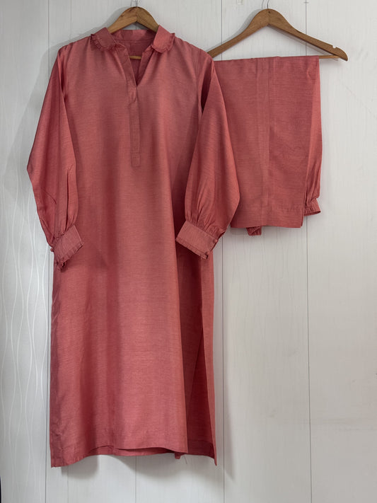 Raw Silk 2Pcs Stitched (Pink Lemonade)