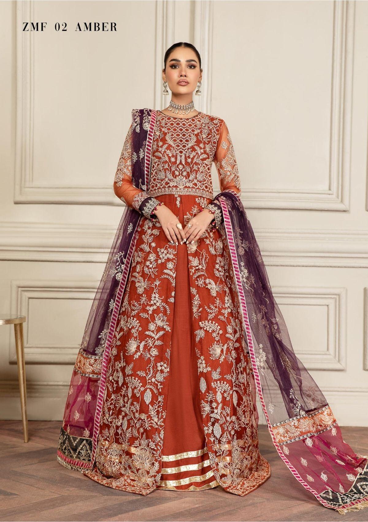 Embroidered Ada work and heavily Embellished Wedding & formal dresses available at mohsin saeed Fabrics online store. 