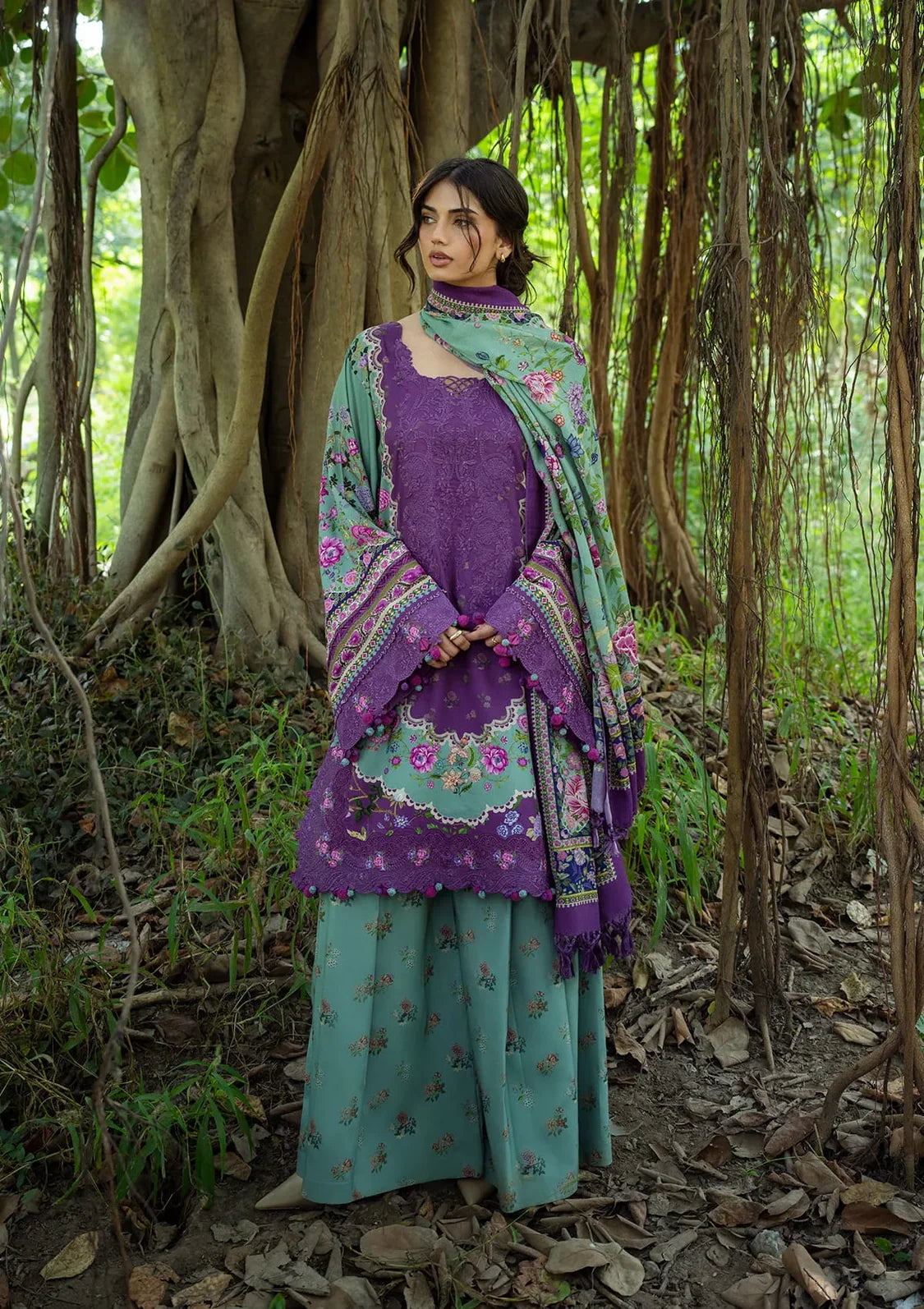 Elaf Wilderness Pashmina Shawl Edit'26 EWR-6A HEATHER
