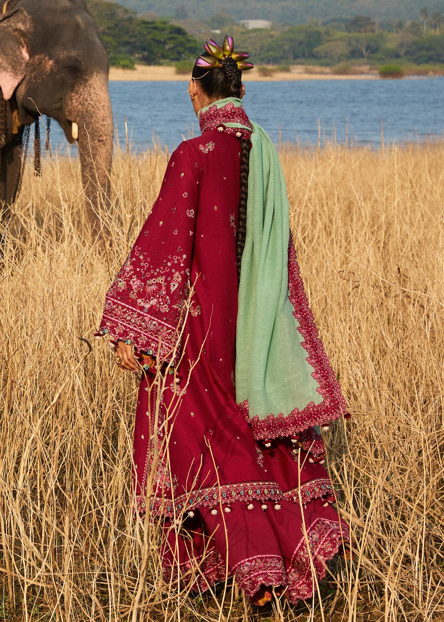 Hussain Rehar Luxury Lawn'25 Mahogany