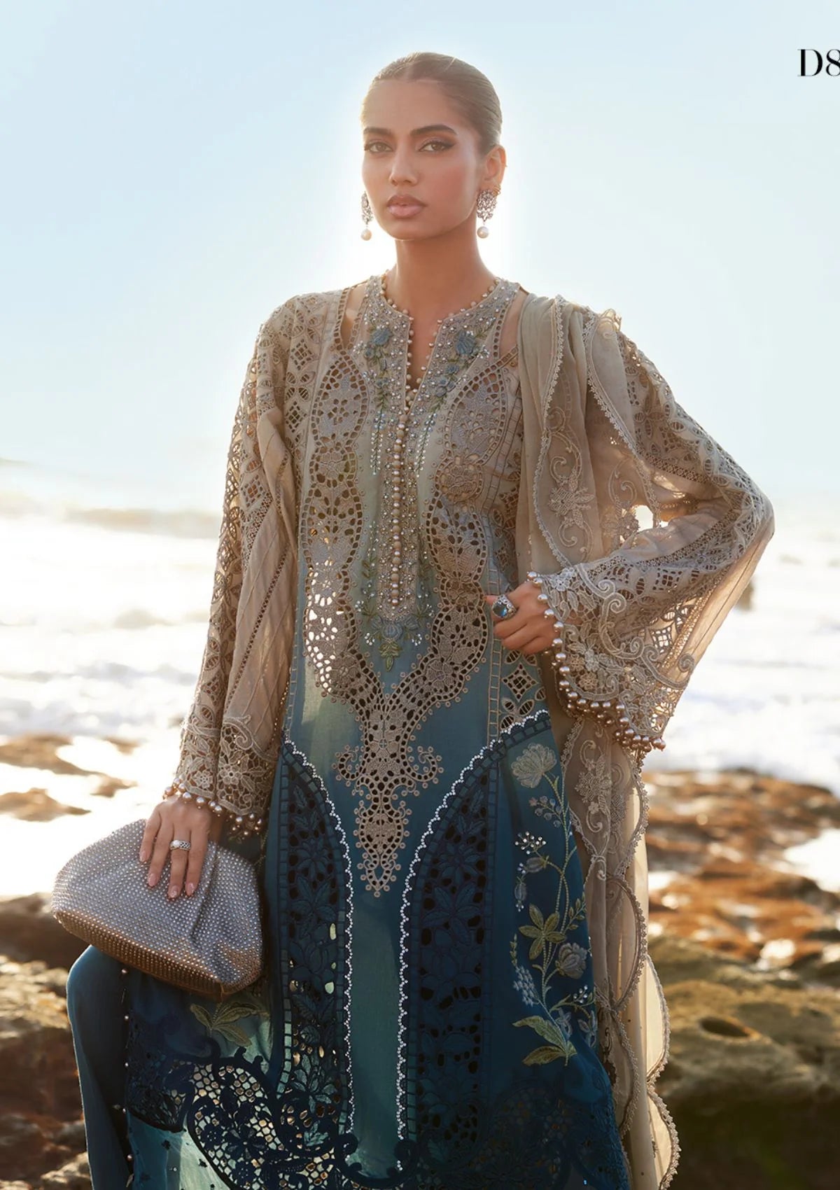 Maria B Luxury Lawn'25 Eid 2 D-08
