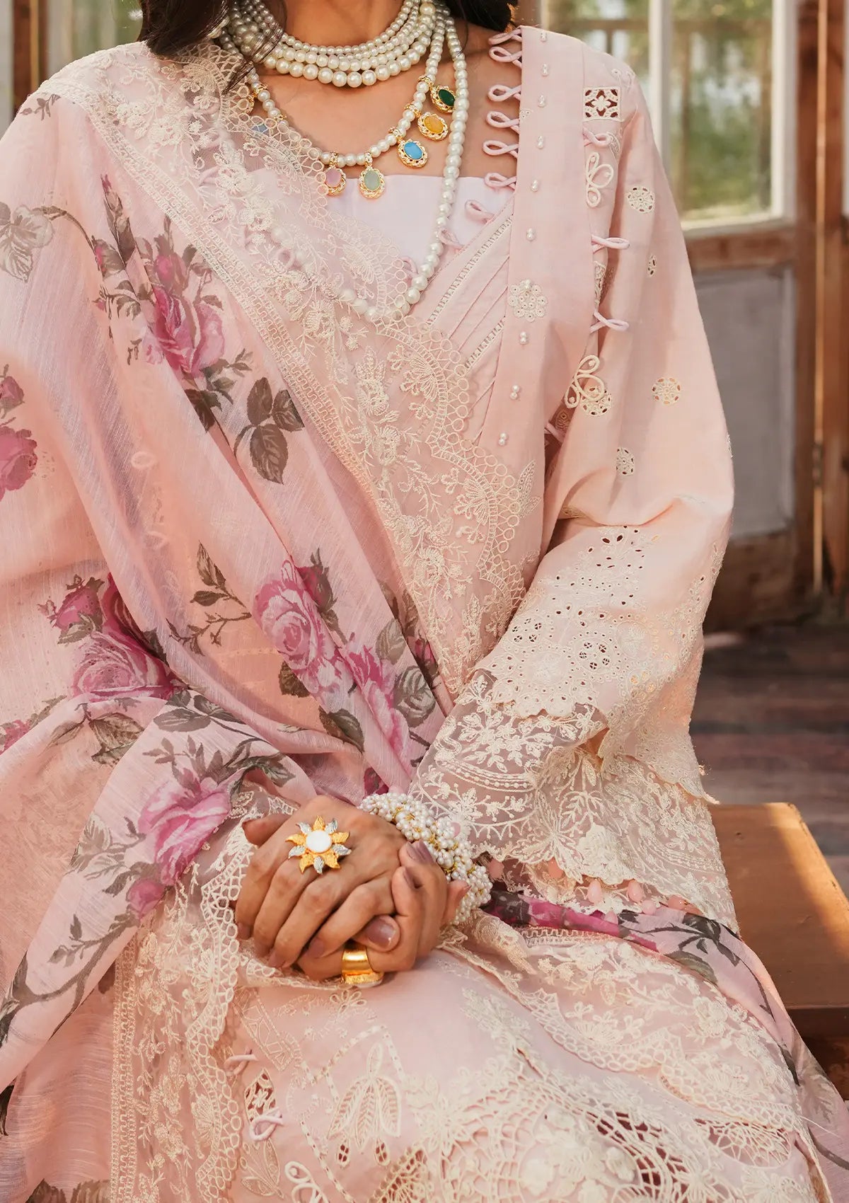 Kahf Luxury Lawn'24 KLE-05B Coralyn - Mohsin Saeed Fabrics