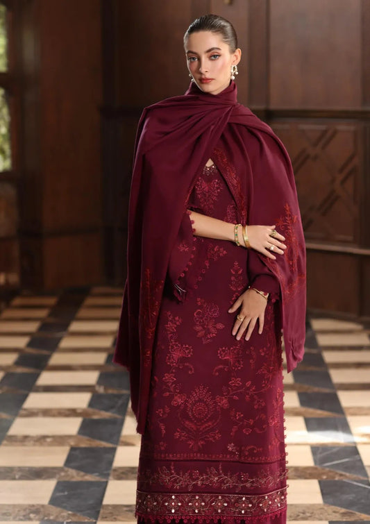 Noor By Saadia Asad Pashmina Shawl'25 D-13 Royal Claret