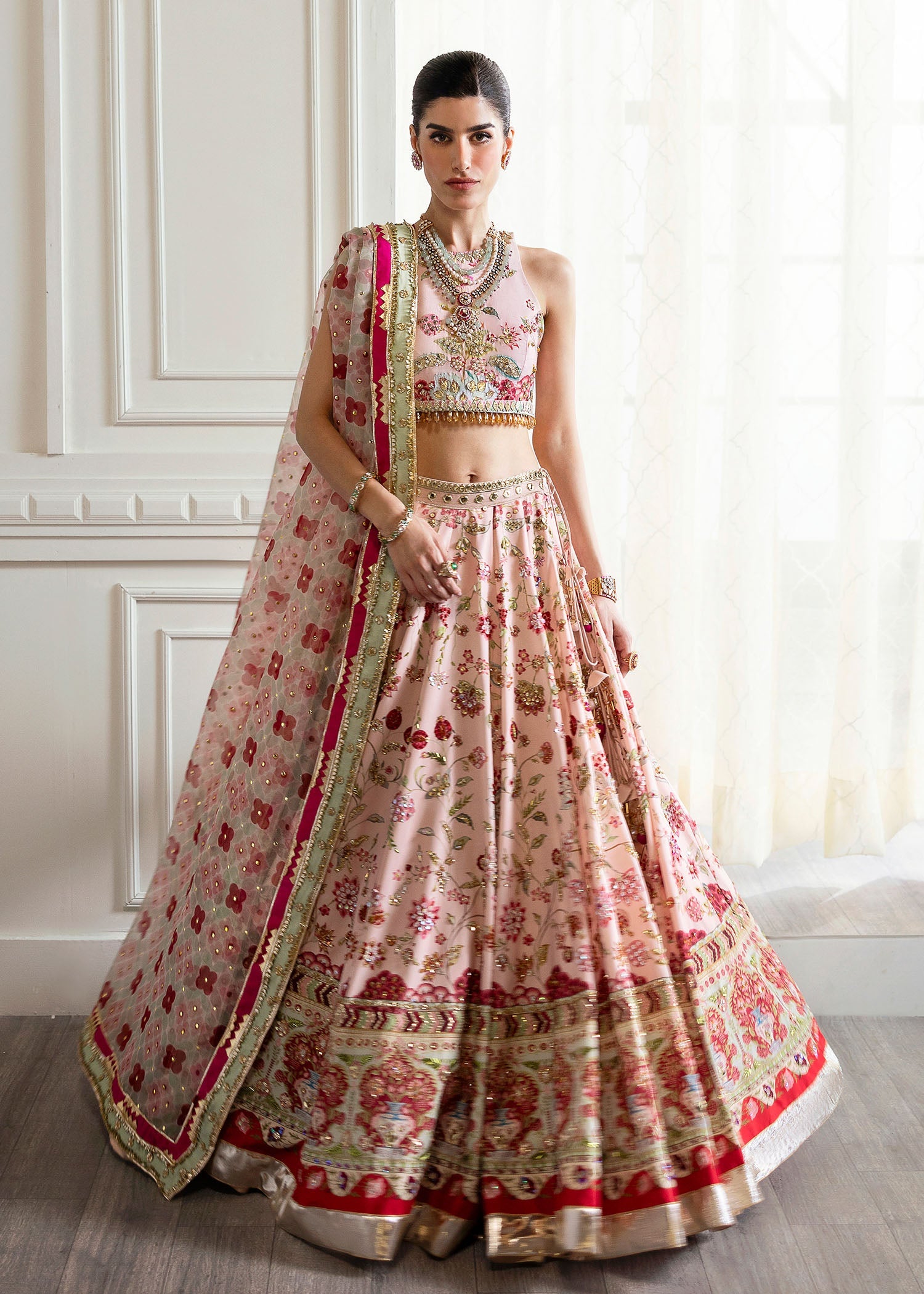 Chinoiserie Lehnga(Crimson)