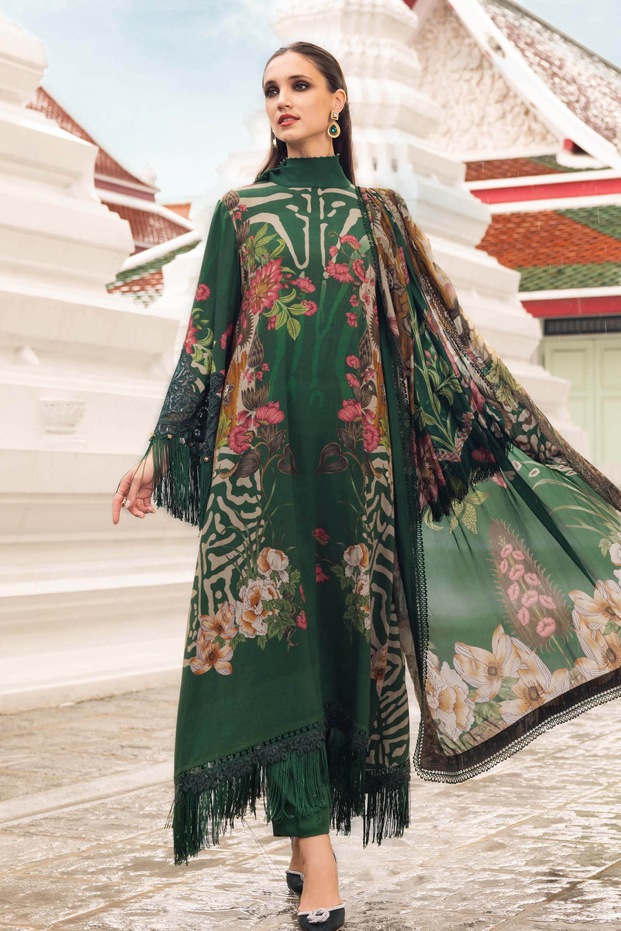 3 Piece Unstitched Embroidered Linen Suit 10A