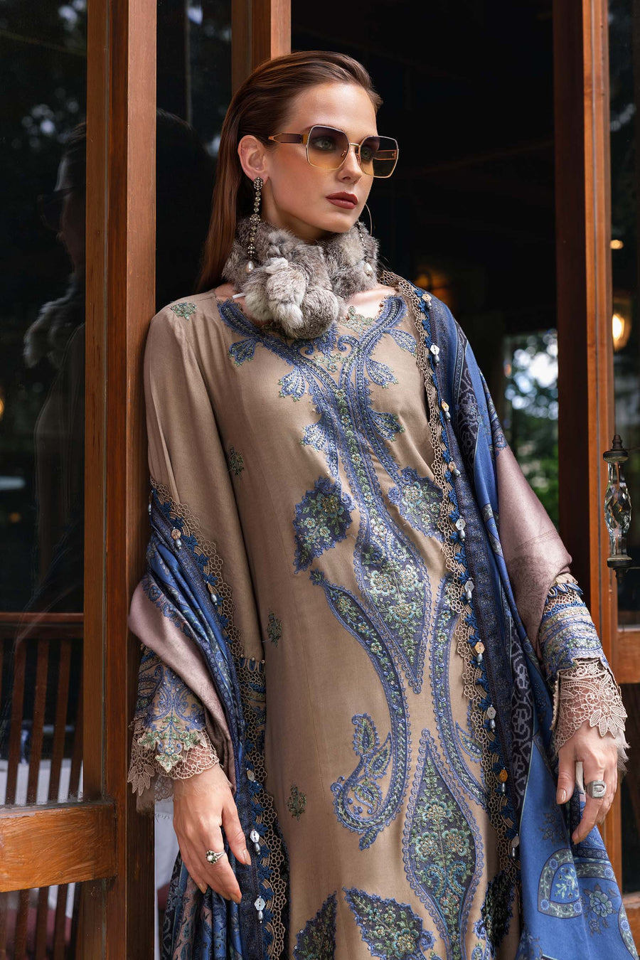 3 Piece Unstitched Embroidered Twill Linen Suit 6A