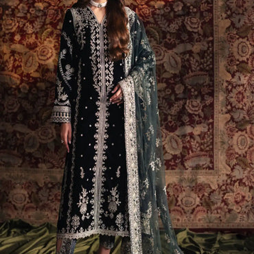 Qalamkar Velvet Edit'24 BK-03 SAMIRA