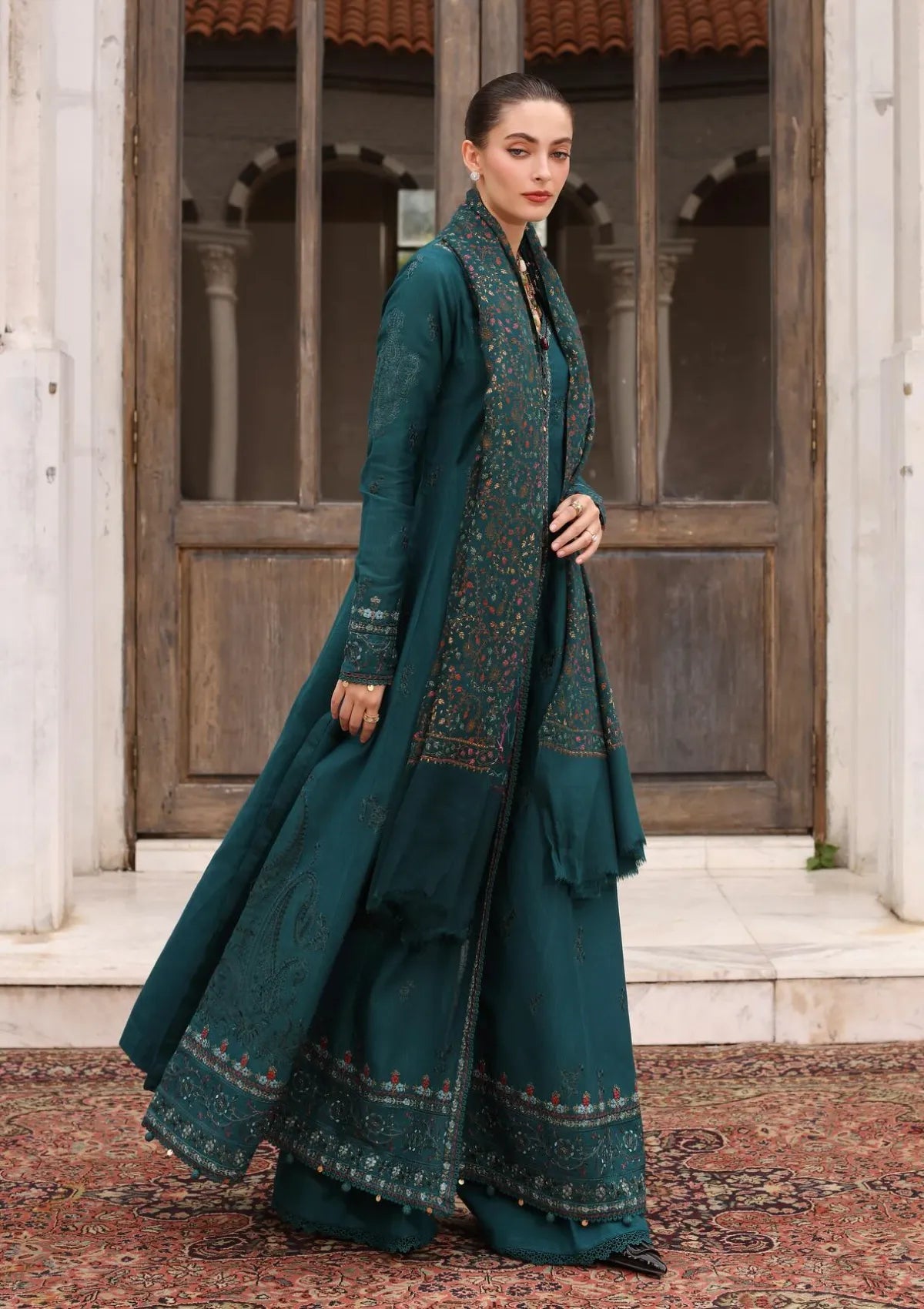 Noor By Saadia Asad Pashmina Shawl'25 D-11 Teal