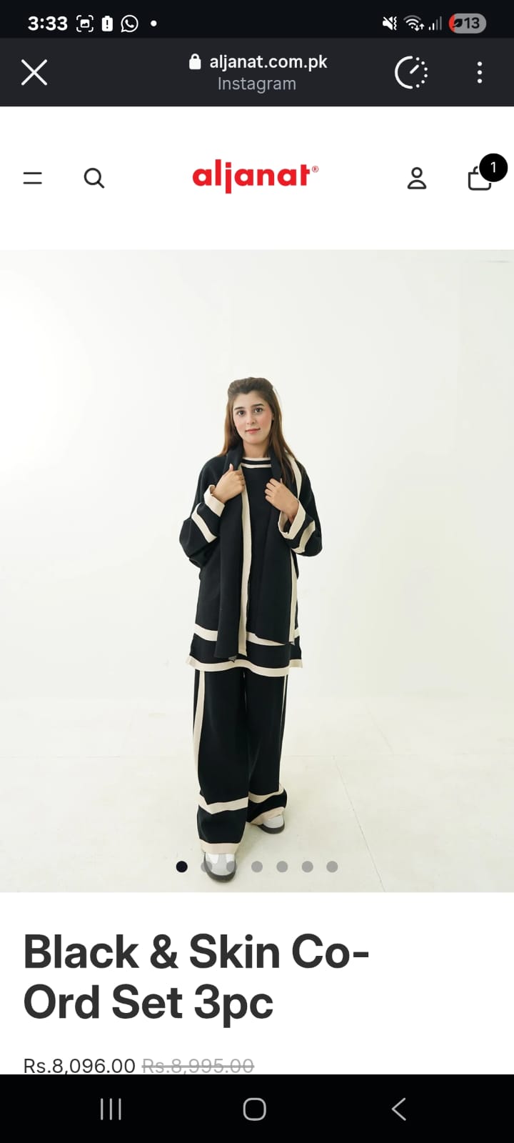 Black & Skin Co-Ord Set 3pc