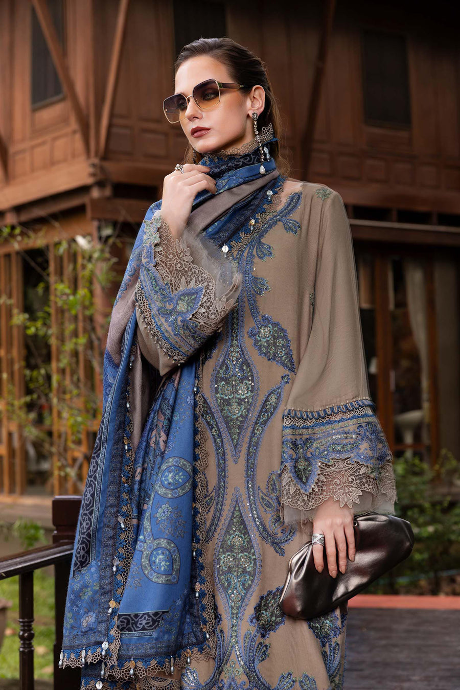 3 Piece Unstitched Embroidered Twill Linen Suit 6A