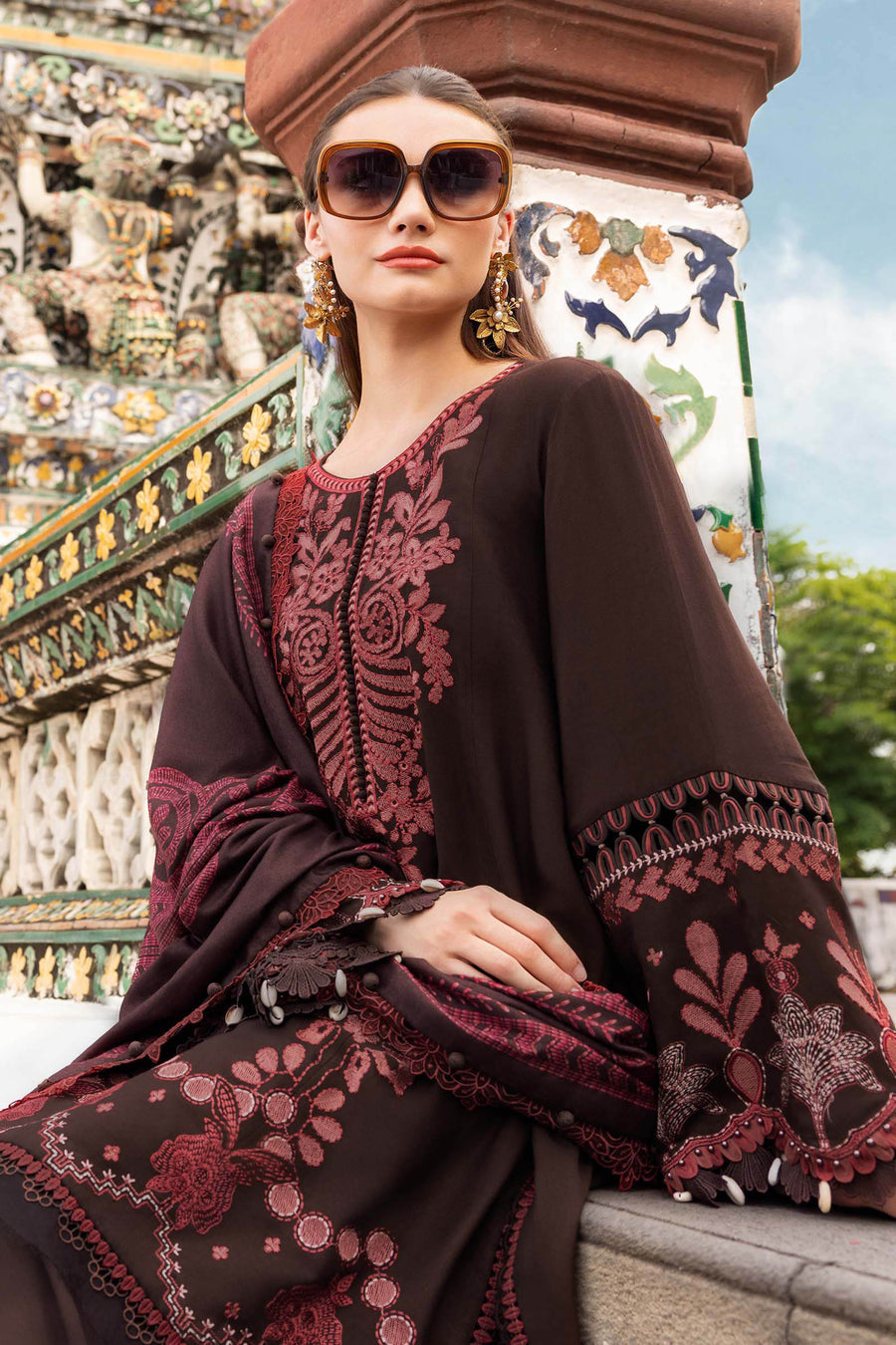3 Piece Unstitched Embroidered Twill Linen Suit 4A