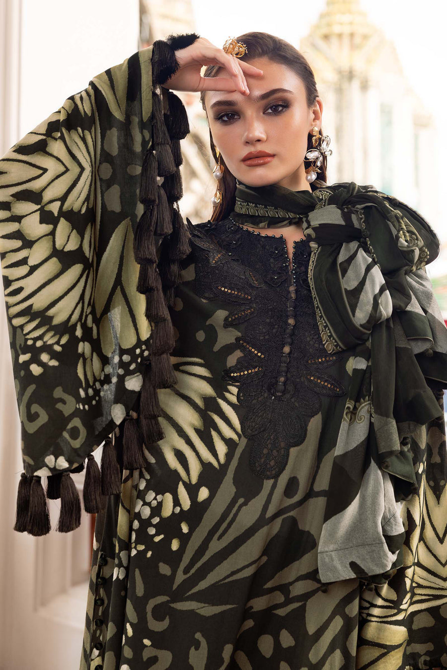 3 Piece Unstitched Embroidered Linen Suit 9A