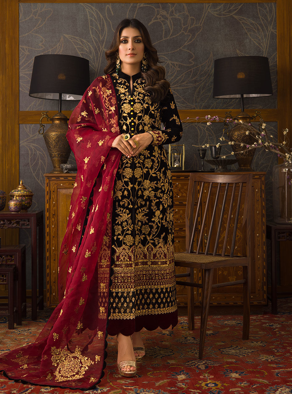 Zainab Chottani Unstitched Velvet D-04