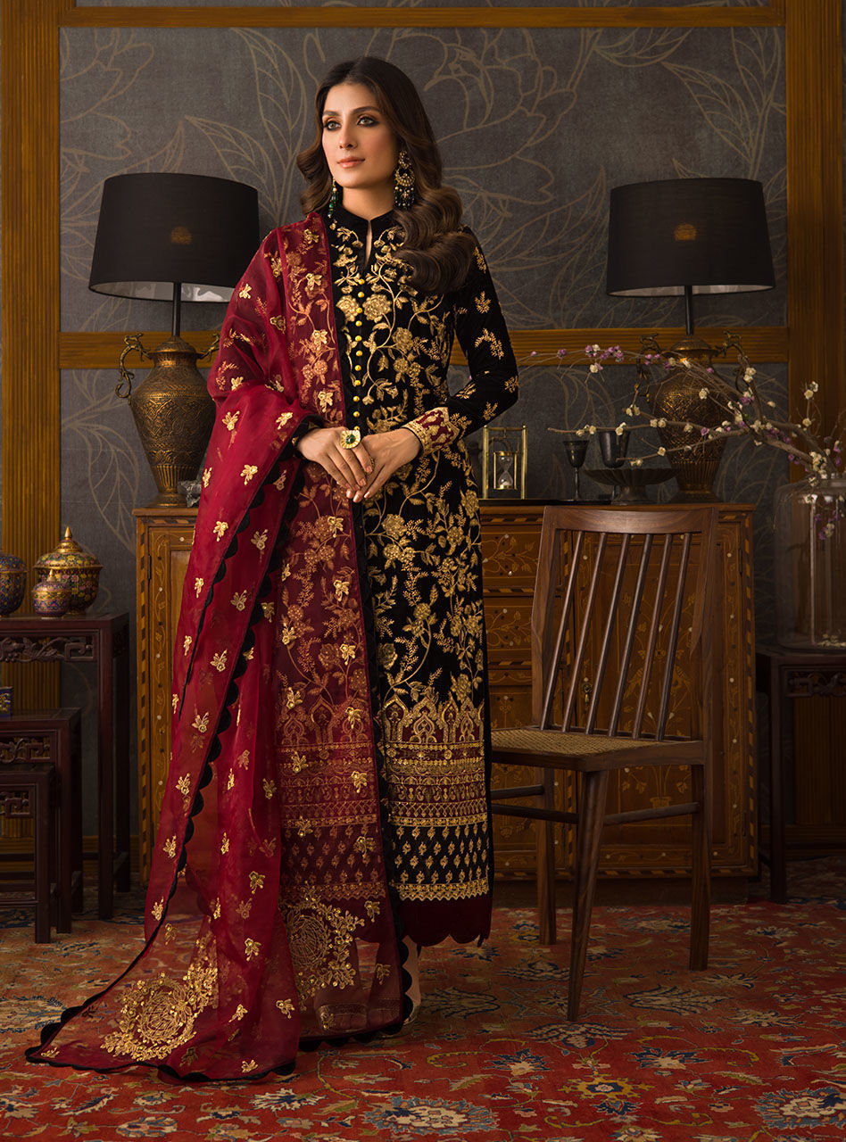 Zainab Chottani Unstitched Velvet D-04