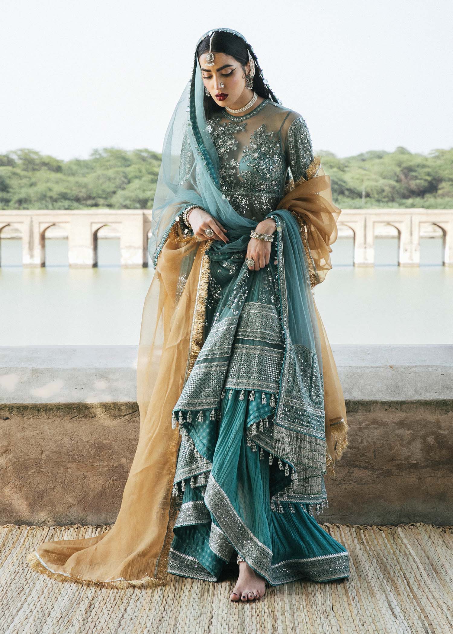 HUSSAIN REHAR-PAAR UNSTITCHED FORMAL'22-SAFEENA (TEAL BLUE)