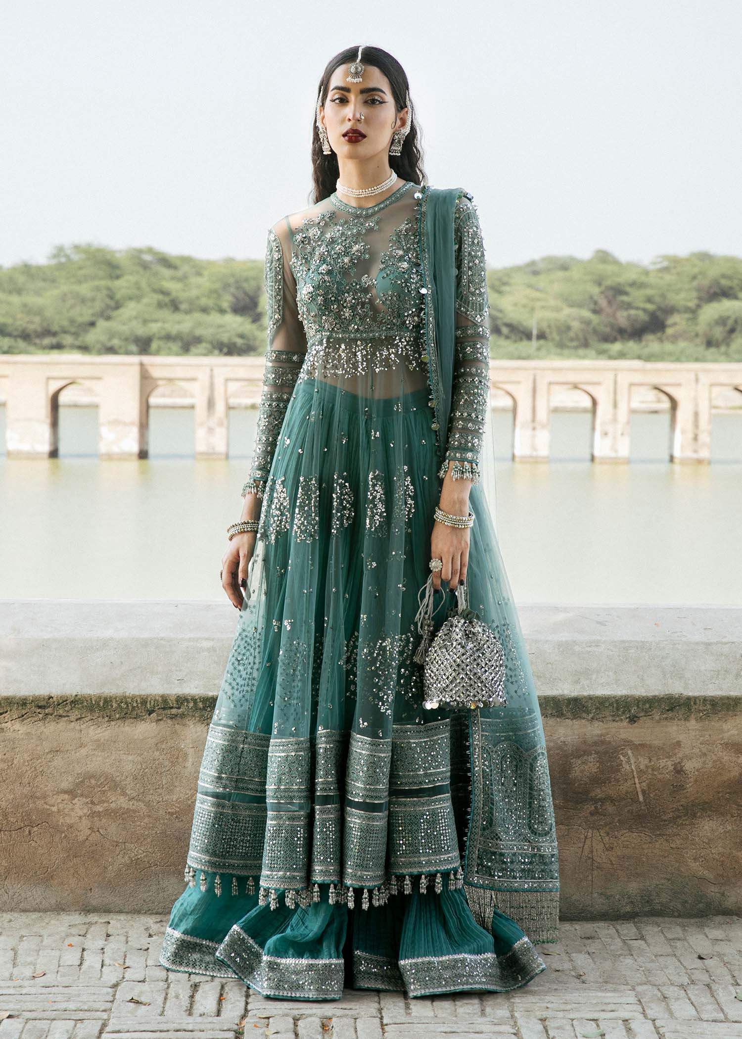 HUSSAIN REHAR-PAAR UNSTITCHED FORMAL'22-SAFEENA (TEAL BLUE)