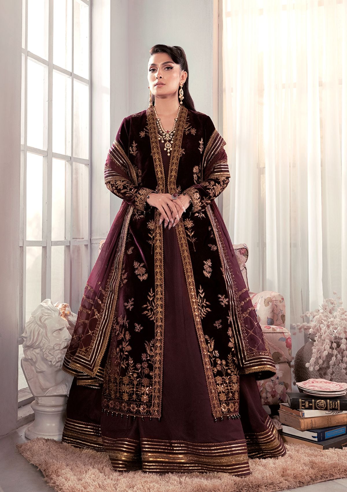 Asim Jofa Makhmal Royal Velvet '22 AJAM- 01 (Garnet)