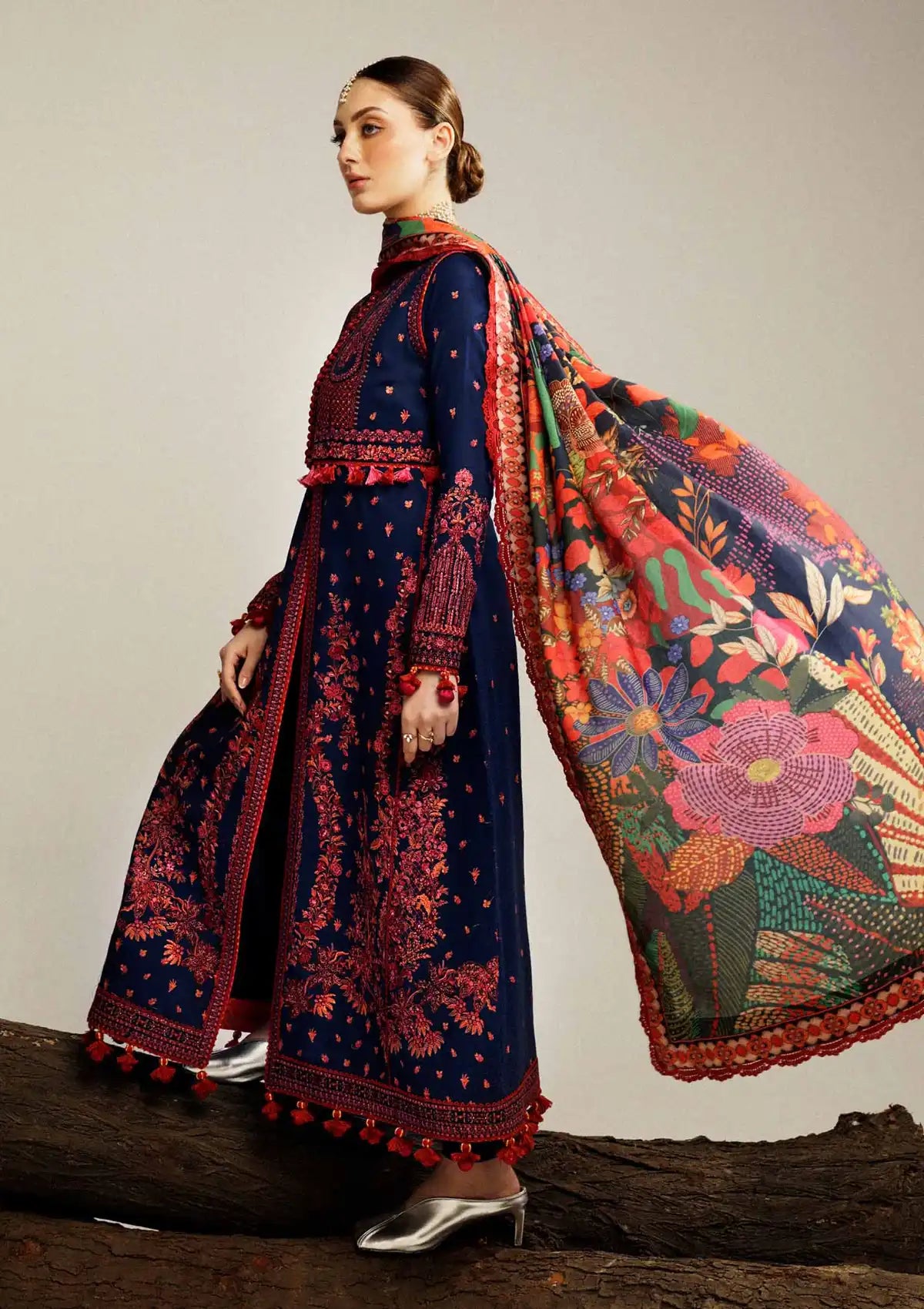 Hussain Rehar Winter Shawl Khaddar'23 Cerulean