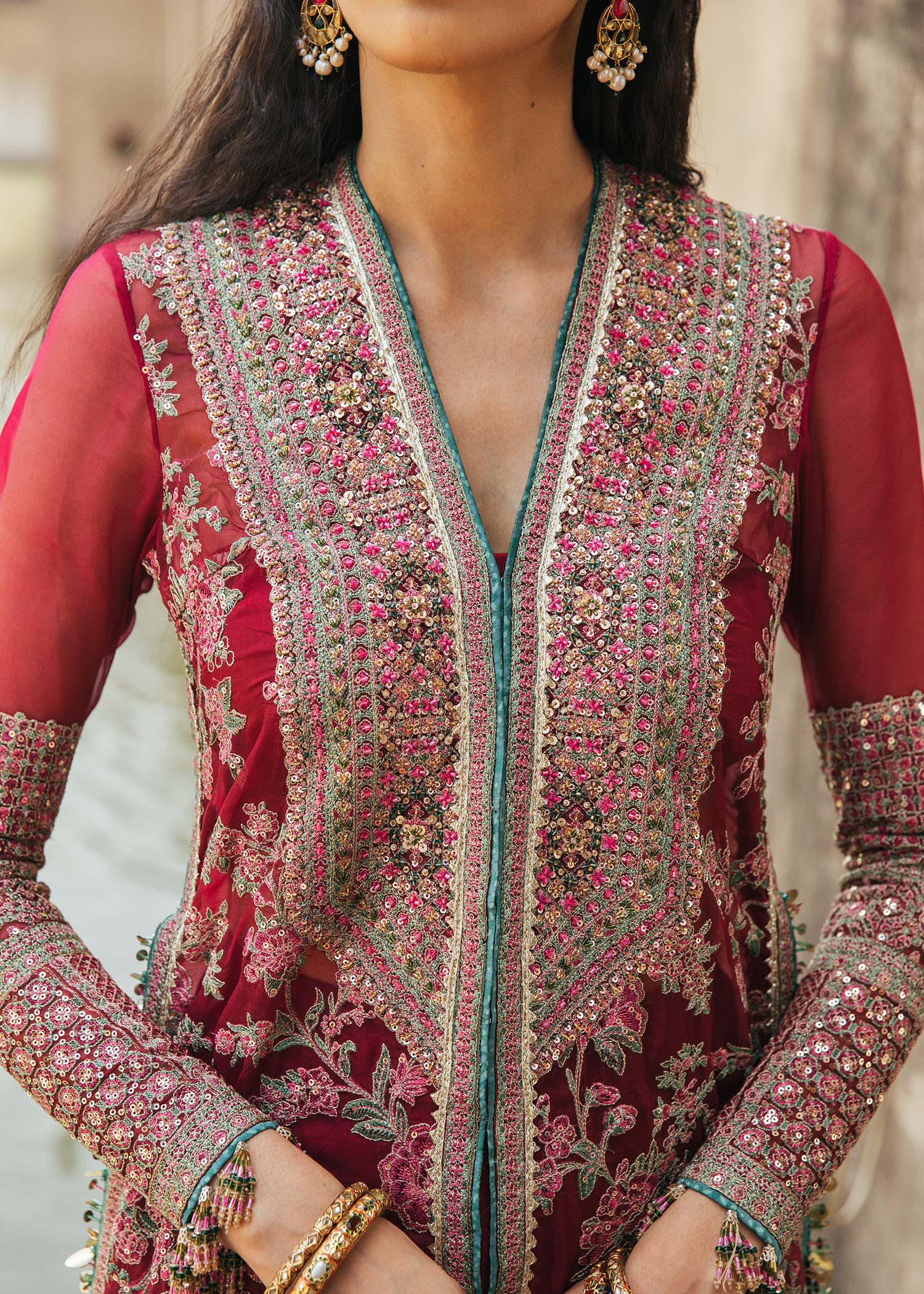 HUSSAIN REHAR-PAAR UNSTITCHED FORMAL'22- RUBY (MEHROON)