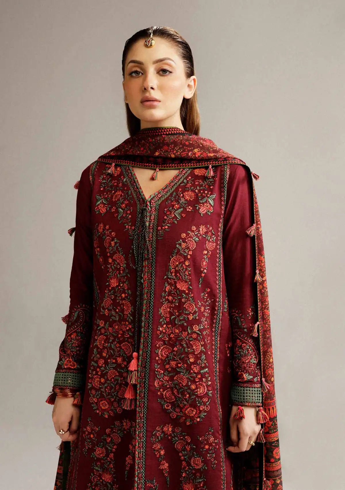 Hussain Rehar Winter Shawl Khaddar'23 Ruby