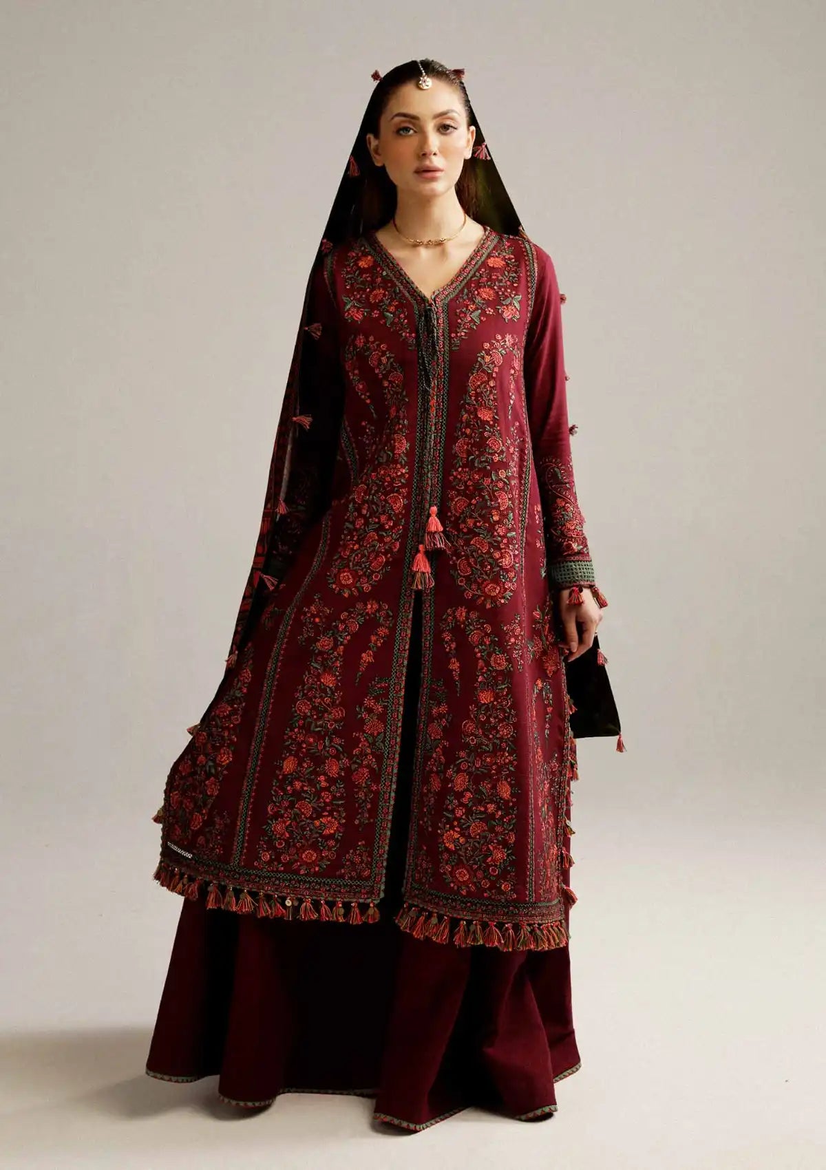 Hussain Rehar Winter Shawl Khaddar'23 Ruby