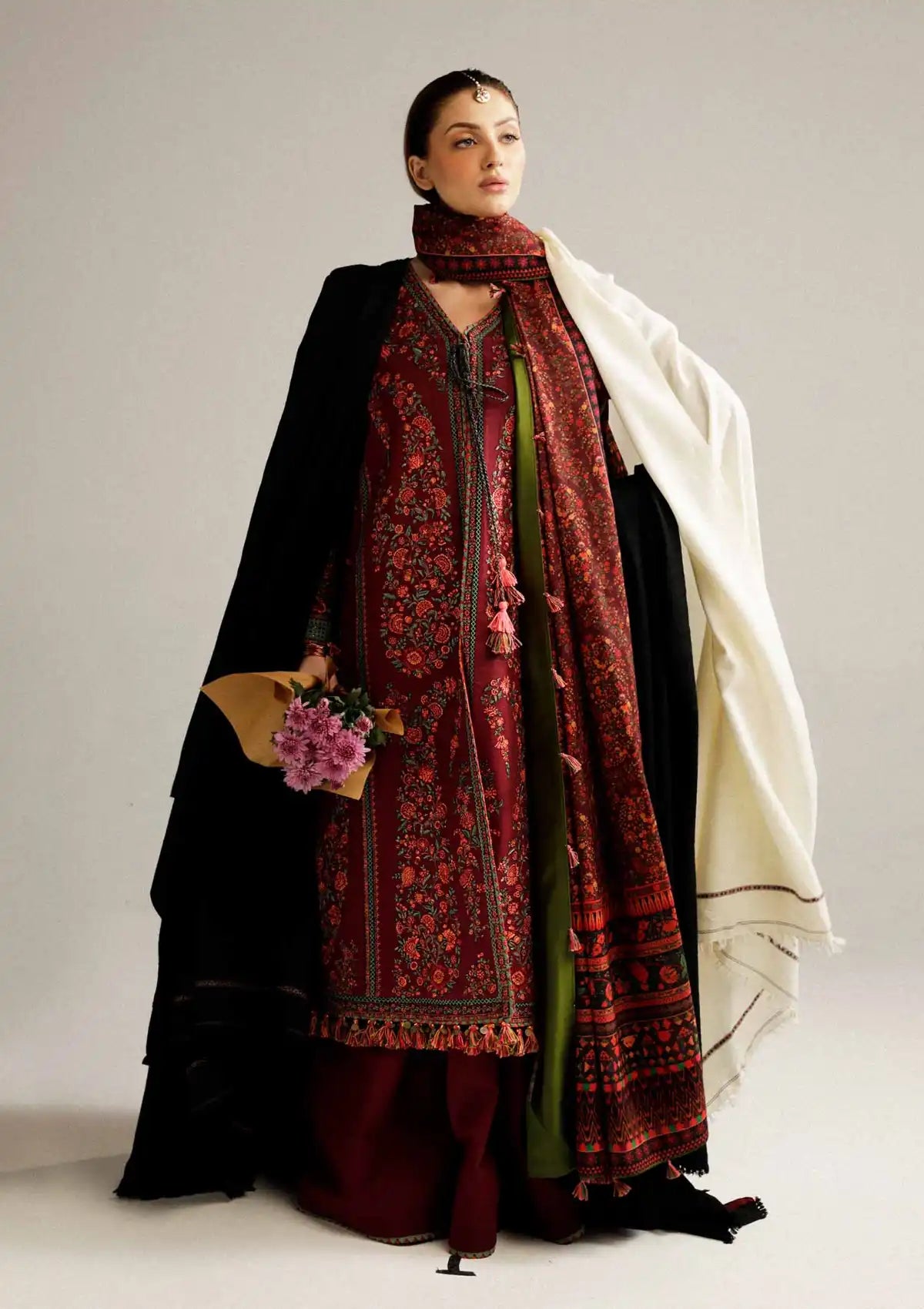 Hussain Rehar Winter Shawl Khaddar'23 Ruby