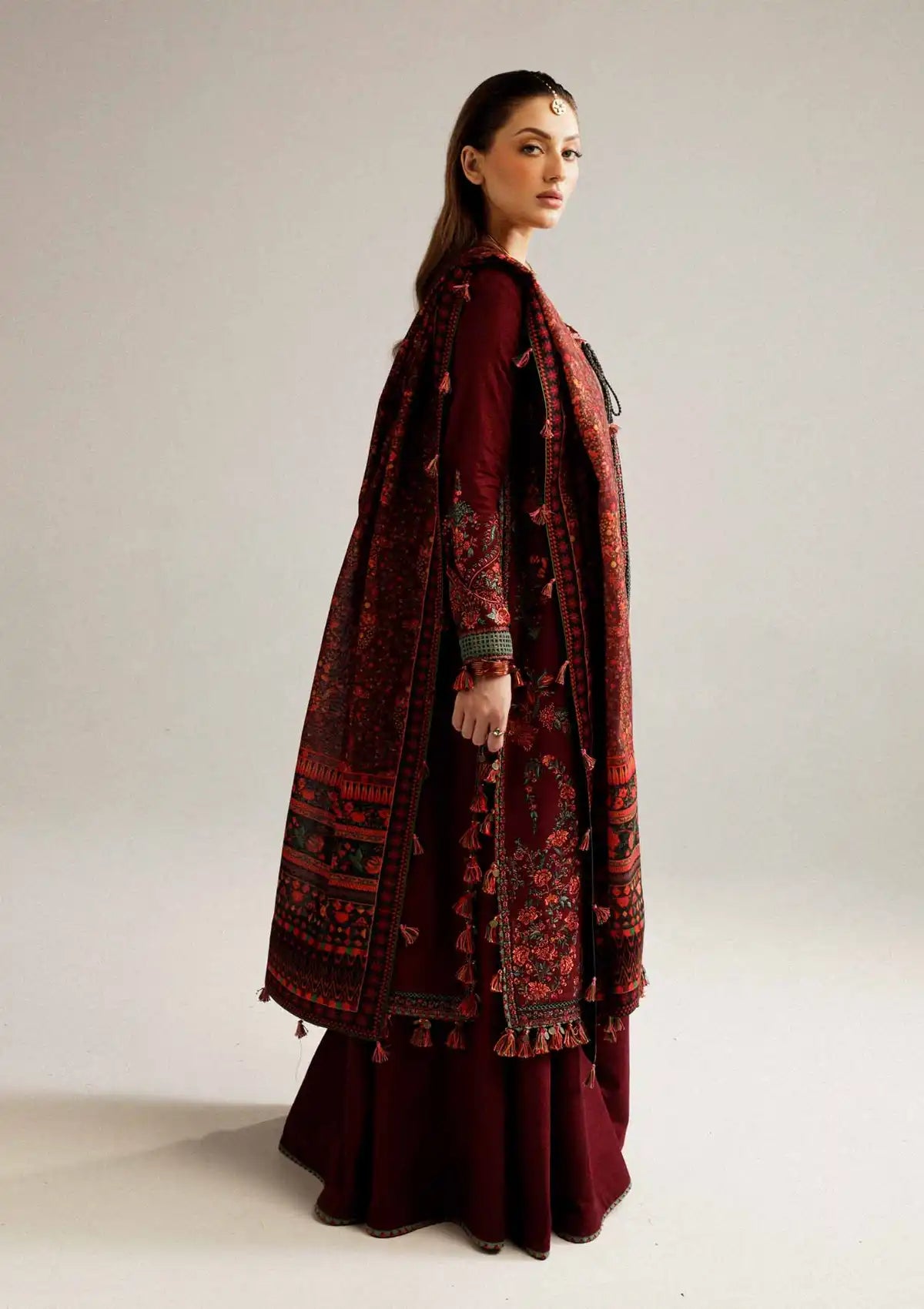 Hussain Rehar Winter Shawl Khaddar'23 Ruby