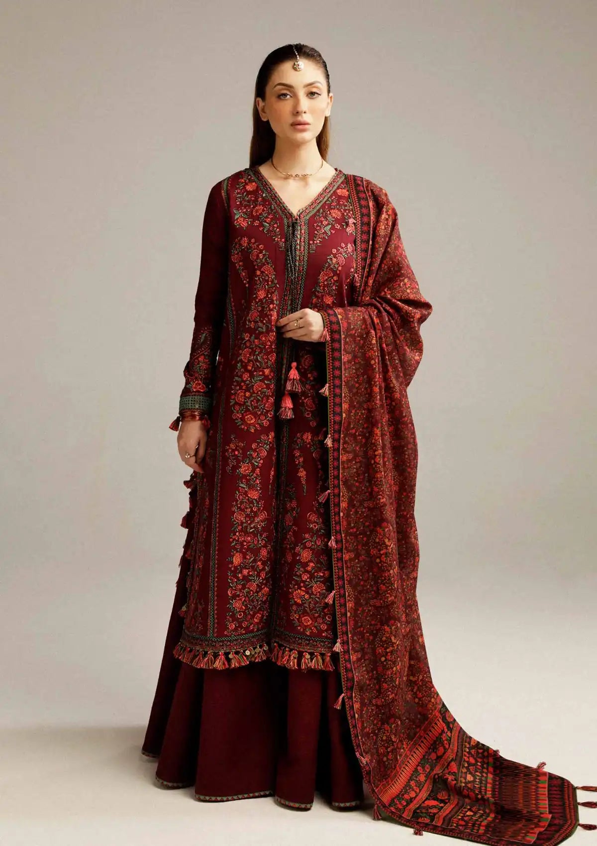 Hussain Rehar Winter Shawl Khaddar'23 Ruby