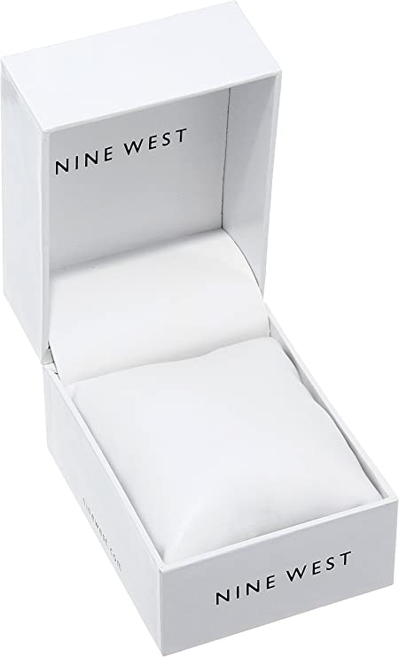 NINE WEST Women's Analogue Watch With Crystal Metallic Black Metal Strap