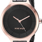 NINE WEST Women's Analogue Watch With Crystal Metallic Black Metal Strap