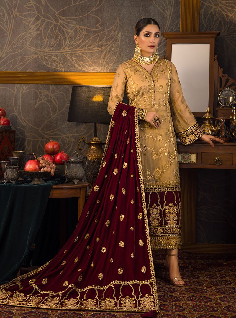 Zainab Chottani Unstitched Velvet D-01