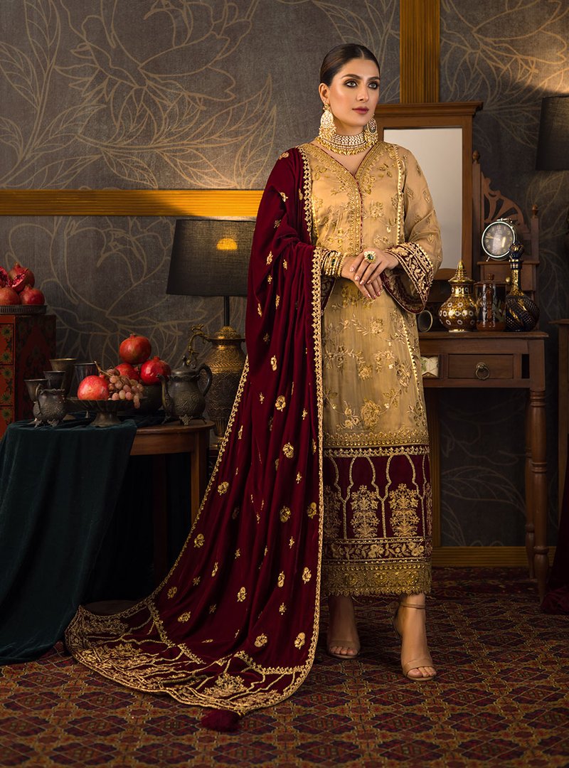 Zainab Chottani Unstitched Velvet D-01