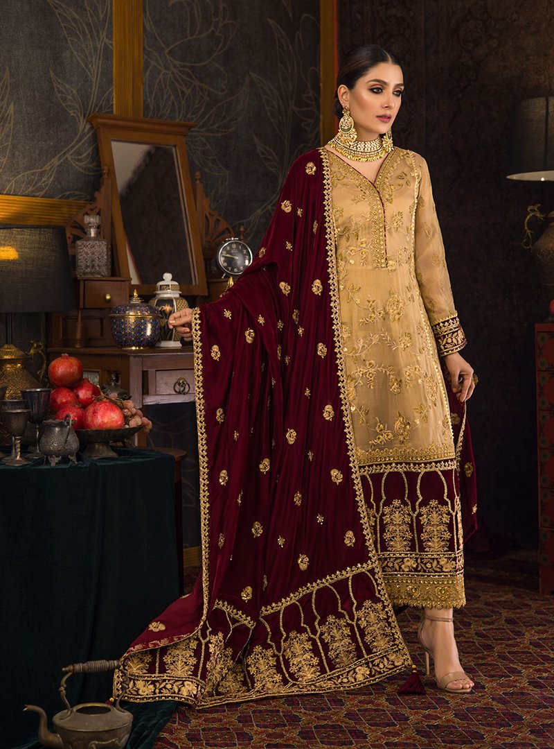 Zainab Chottani Unstitched Velvet D-01