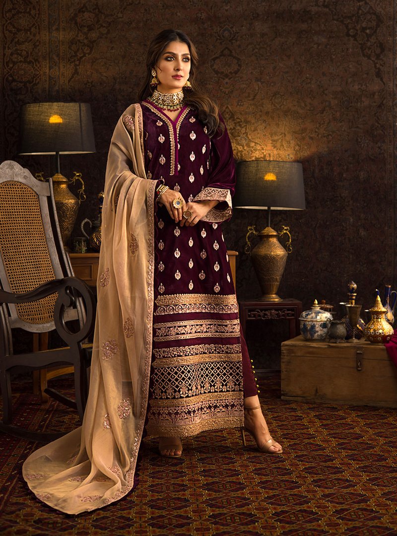 Zainab Chottani Unstitched Velvet D-03