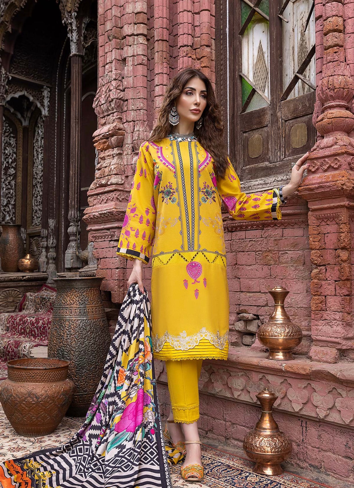 3 Pc Unstitched Embroidered Suit QEK-02