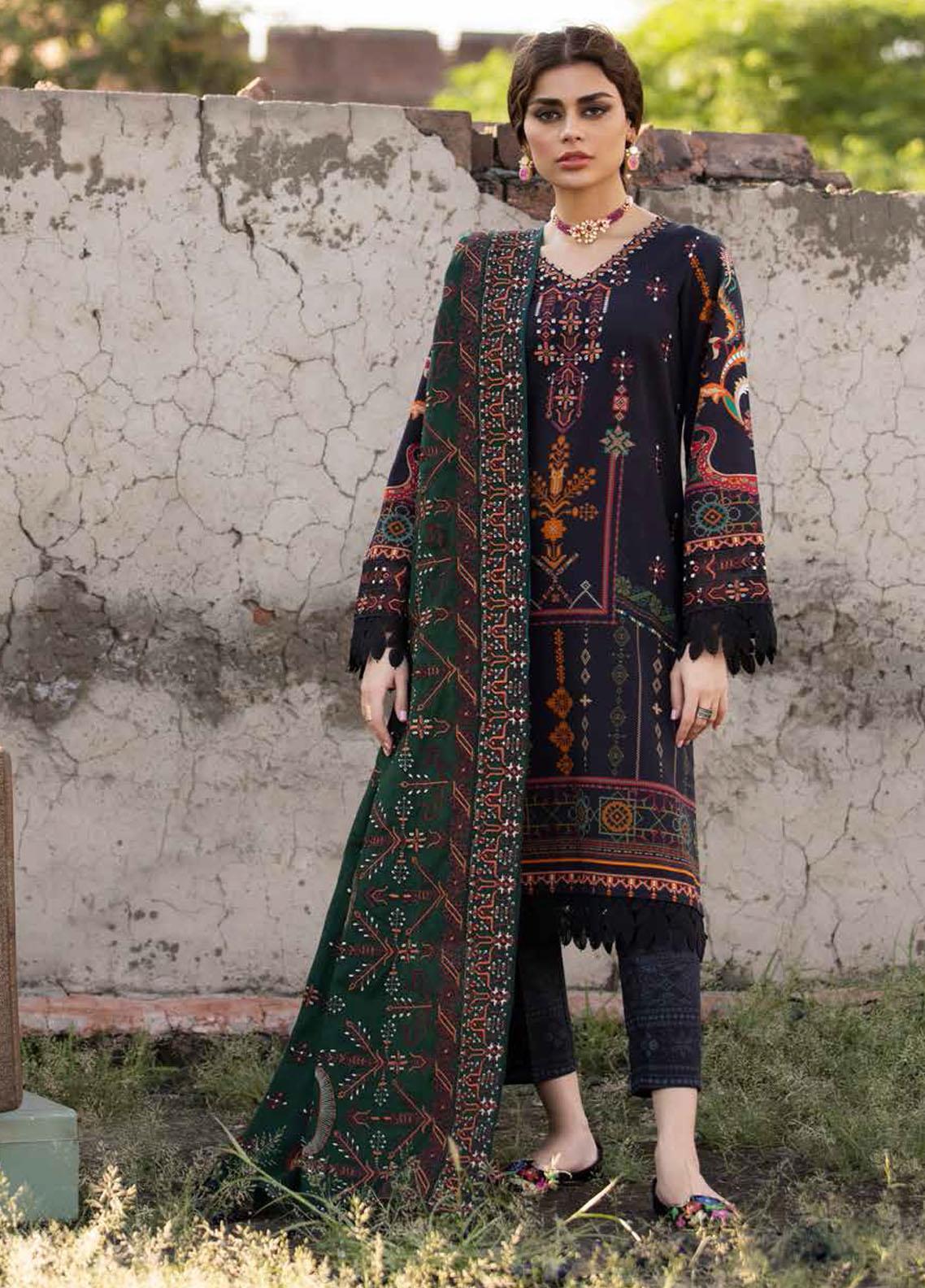 Maya by Nureh Embroidered Slub Khaddar Suits Unstitched 3 Piece NU21MW NW-42 - Winter Collection