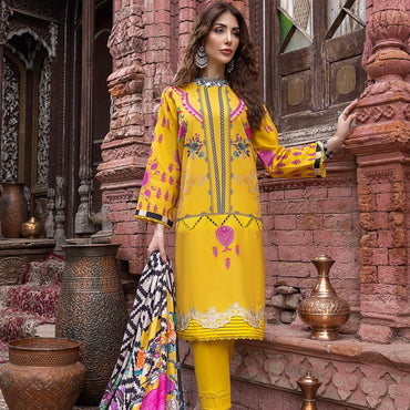 3 Pc Unstitched Embroidered Suit QEK-02