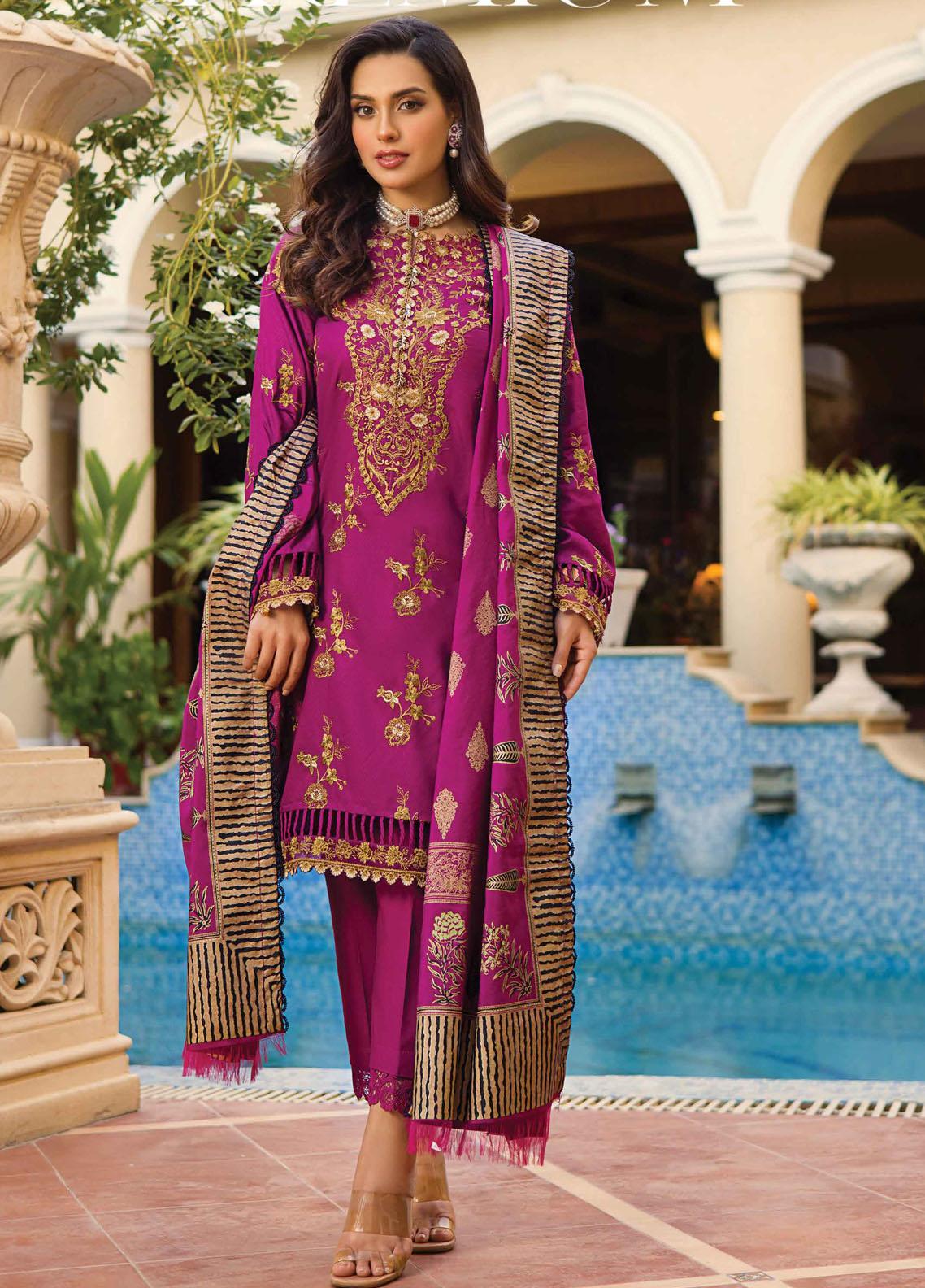 Rang Rasiya Embroidered Dobby Linen Suits Unstitched 3 Piece RR21PW D-11 ROSHANAY - Winter Collection