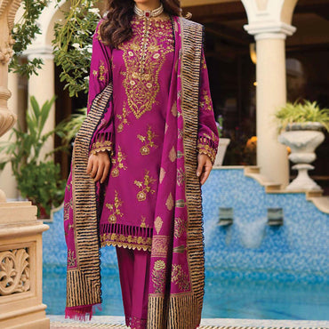 Rang Rasiya Embroidered Dobby Linen Suits Unstitched 3 Piece RR21PW D-11 ROSHANAY - Winter Collection