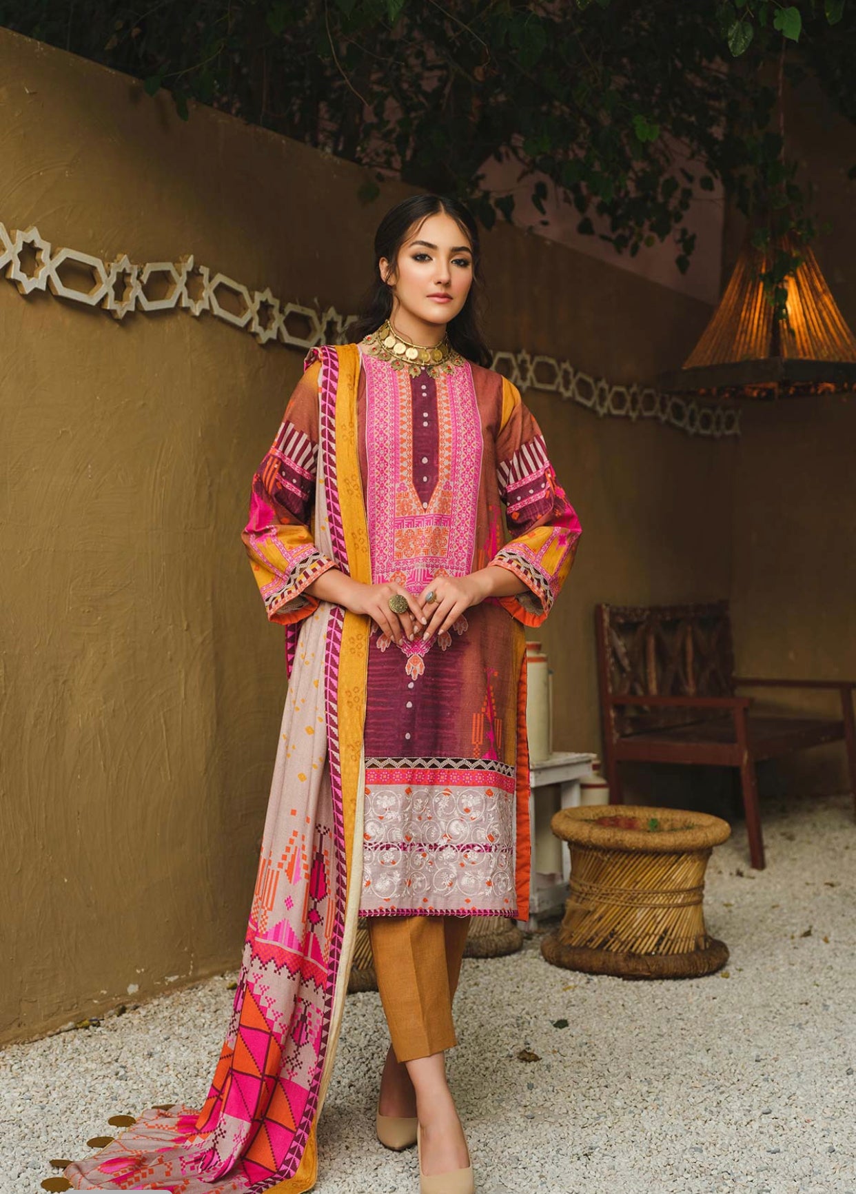 3 Pc Unstitched Embroidered Suit QEK-06