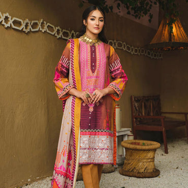 3 Pc Unstitched Embroidered Suit QEK-06