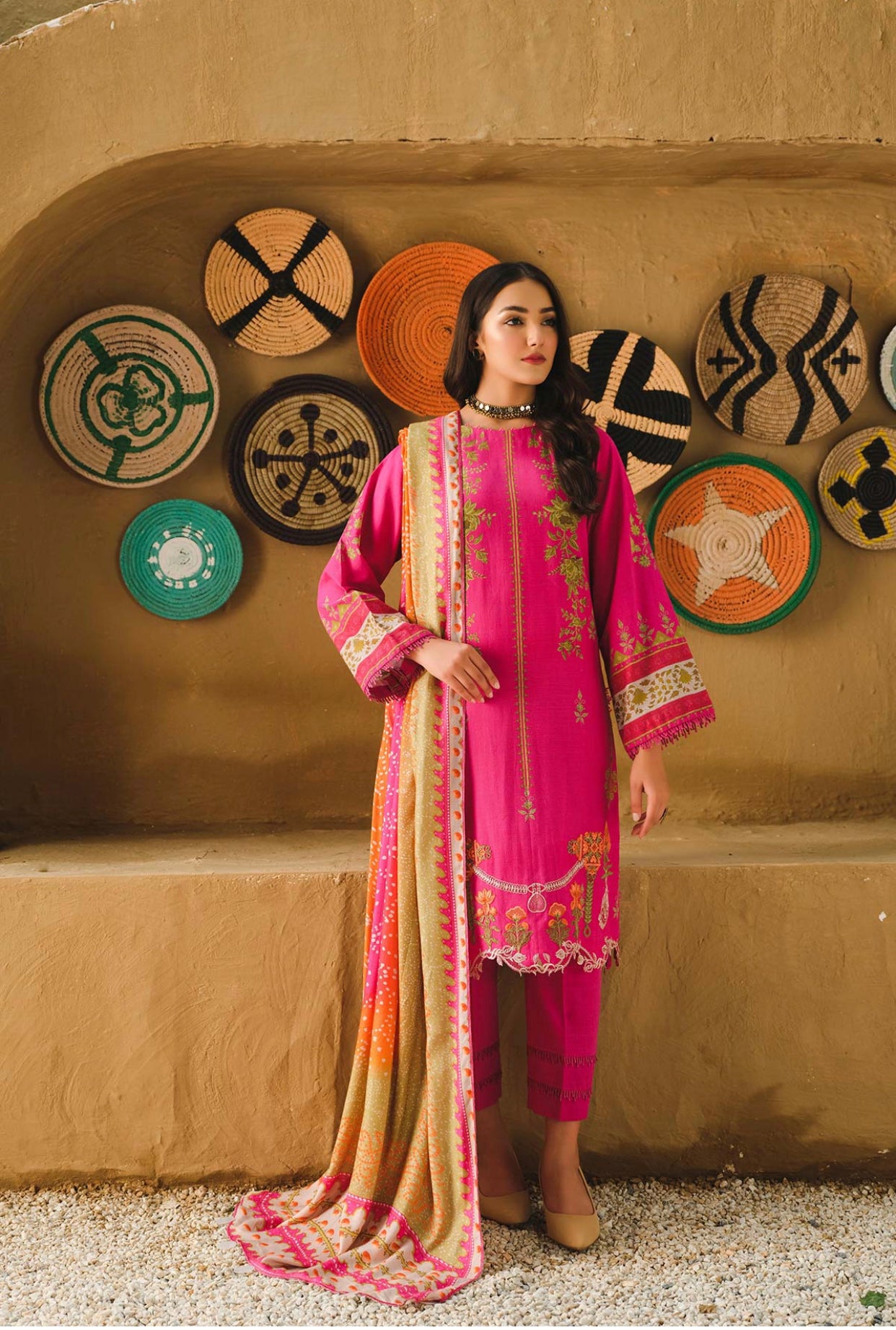 3 Pc Unstitched Embroidered Suit QEK-04