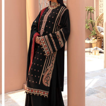 Noor by Saadia Asad Embroidered Linen Suits Unstitched 3 Piece SA21NS D-02 - Winter Collection